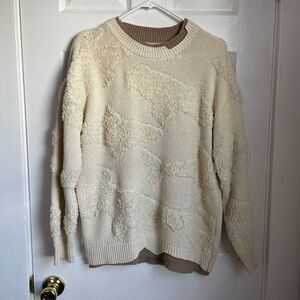 Vintage cotton double layer cloud sherpay crewneck sweater off white unisex M/L
